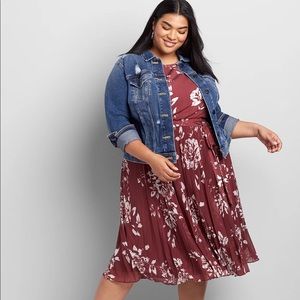 Lane Bryant Floral Pleated Midi Dress